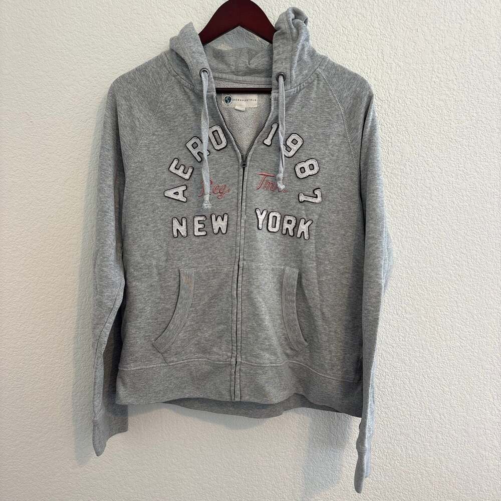 Women’s Aeropostale Aero 1987 New York Gray Full Zip Hoodie Sweatshirt XL